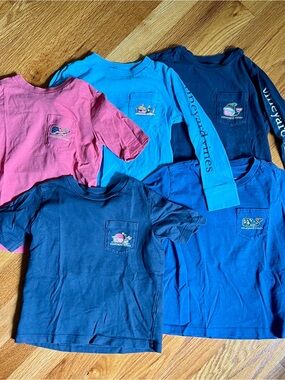 Vineyard Vines 3T Kids Pocket Tees in Pink, Light Blue & Multiple Blues